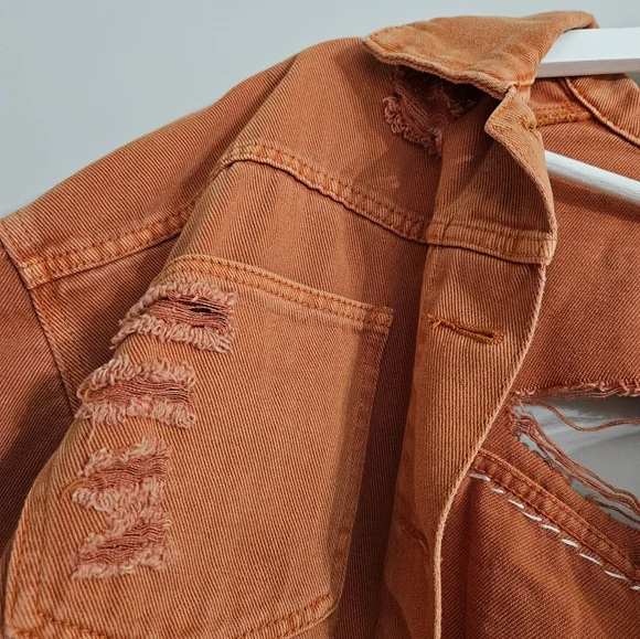 Orange Rhinestone Denim Jacket - Picture 5 of 7